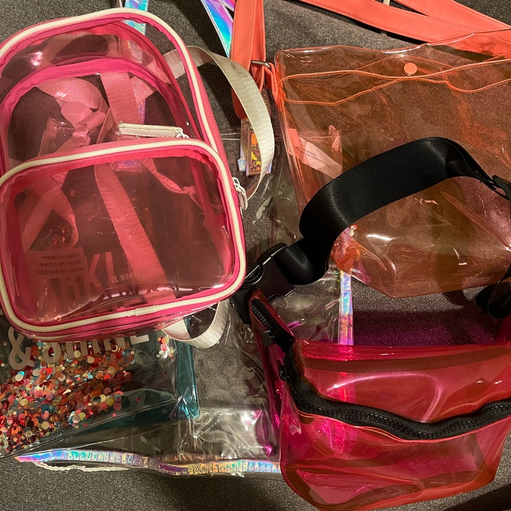Set of Transparent Pink and Orange Bags